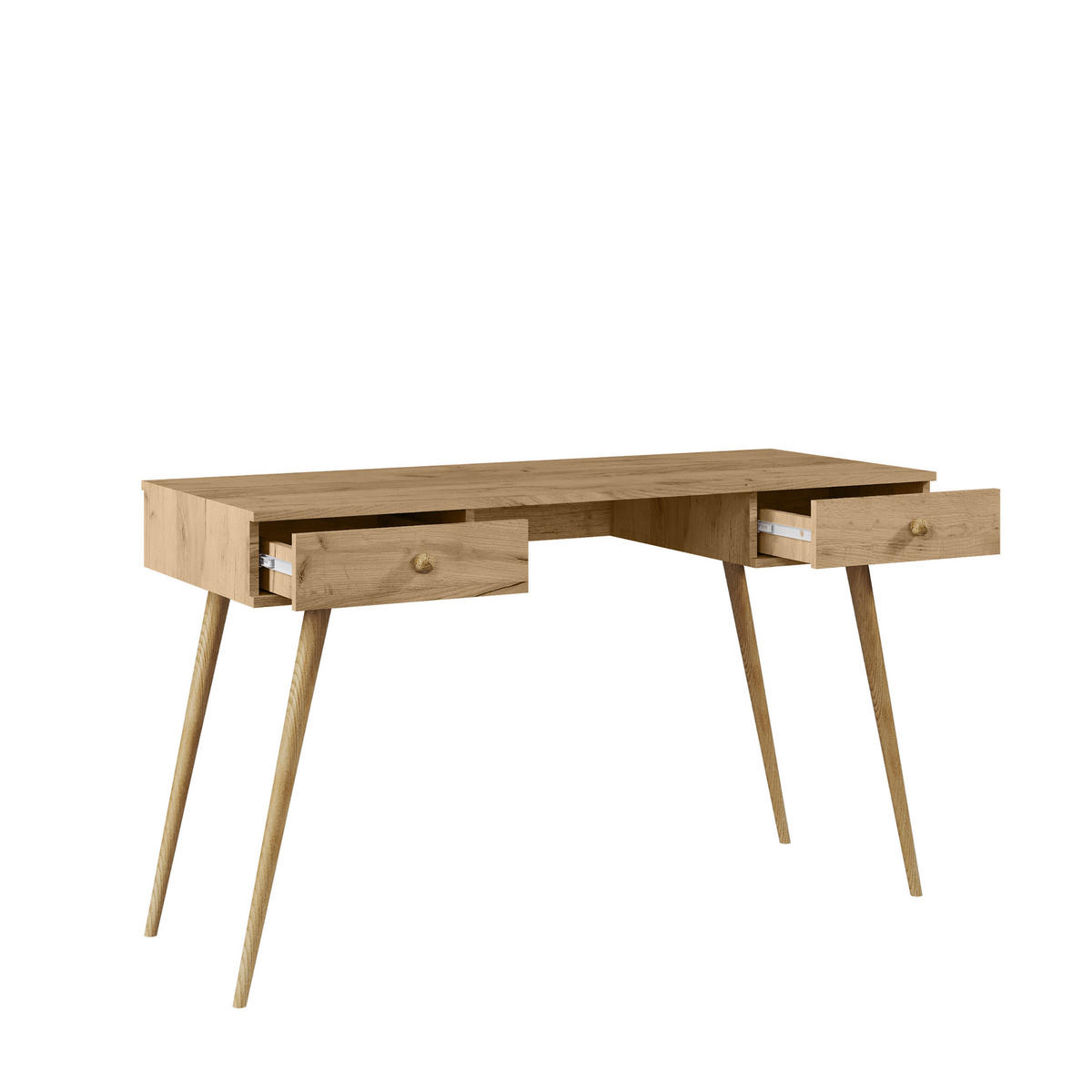 SCHREIBTISCH NATURA, 135 cm, Eiche Craft Gold, mit 2 Schubladen - Naturfarben, Holz (54/135/79cm) - Excellent Home