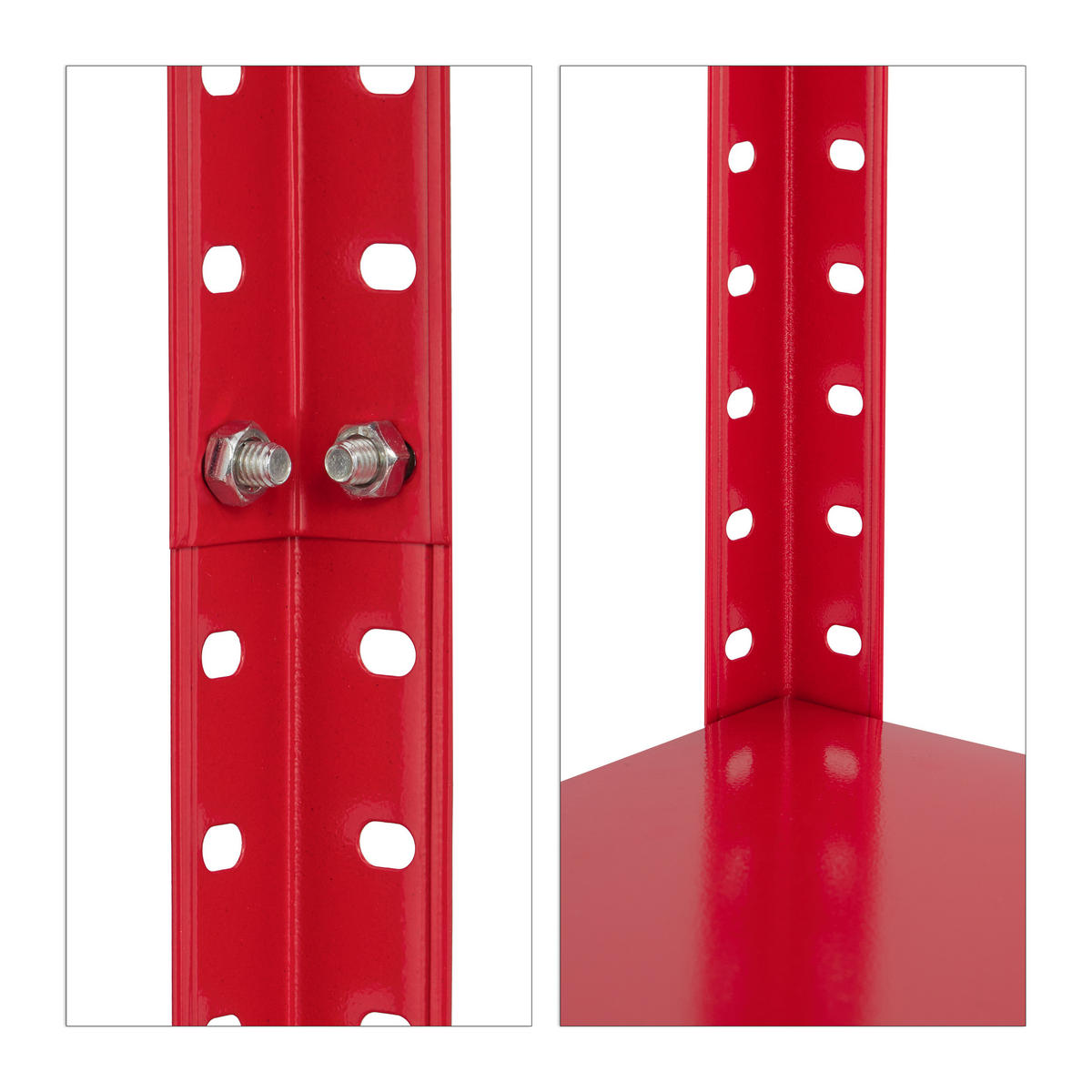 SCHWERLASTREGAL - Rot, Kunststoff/Metall (75.5/147.5/30.5cm) - Relaxdays