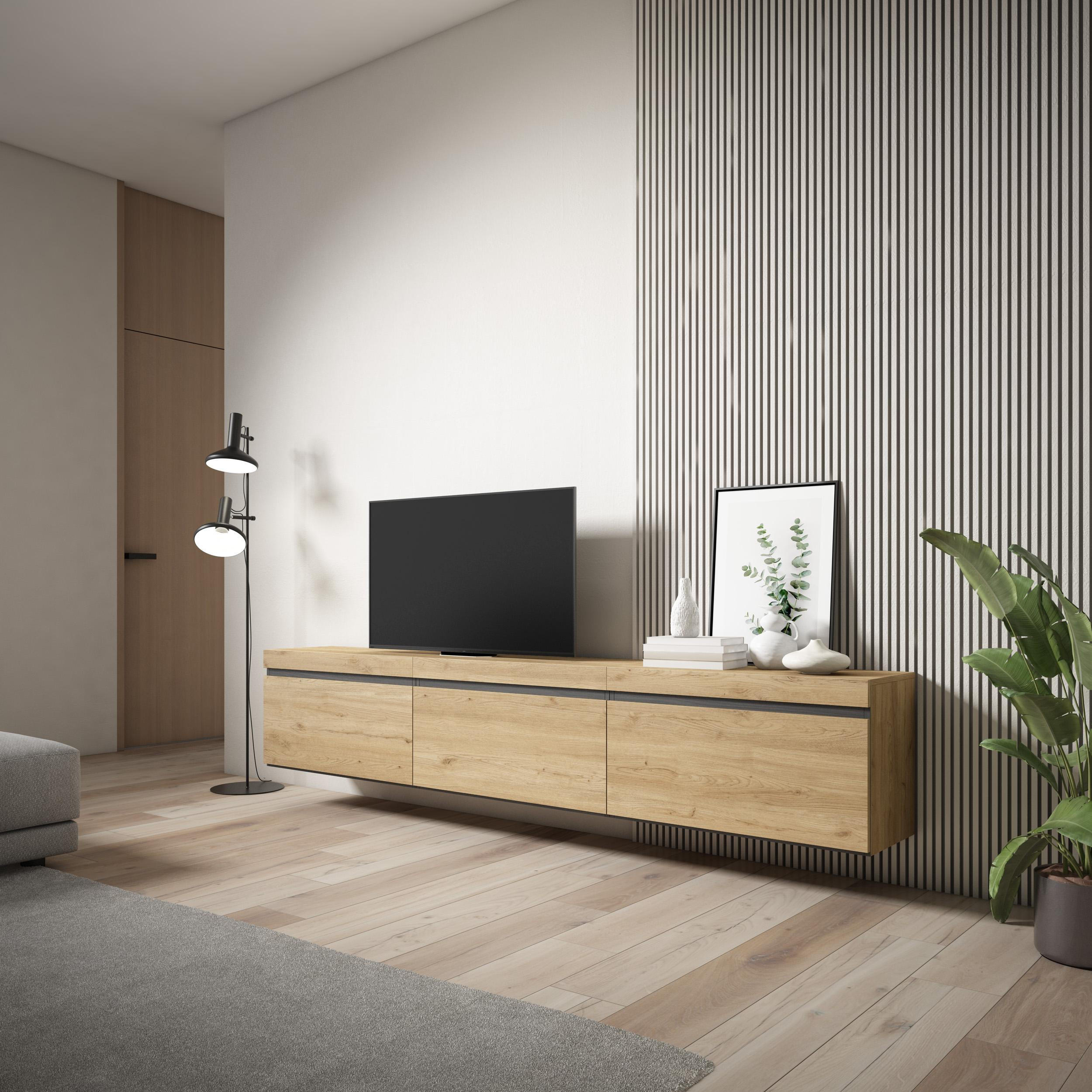 TV-SCHRANK Lowboard, Hängend, eiche, 240/35/45cm - Eichefarben, Holzwerkstoff (240/45/35cm) - Skraut Home