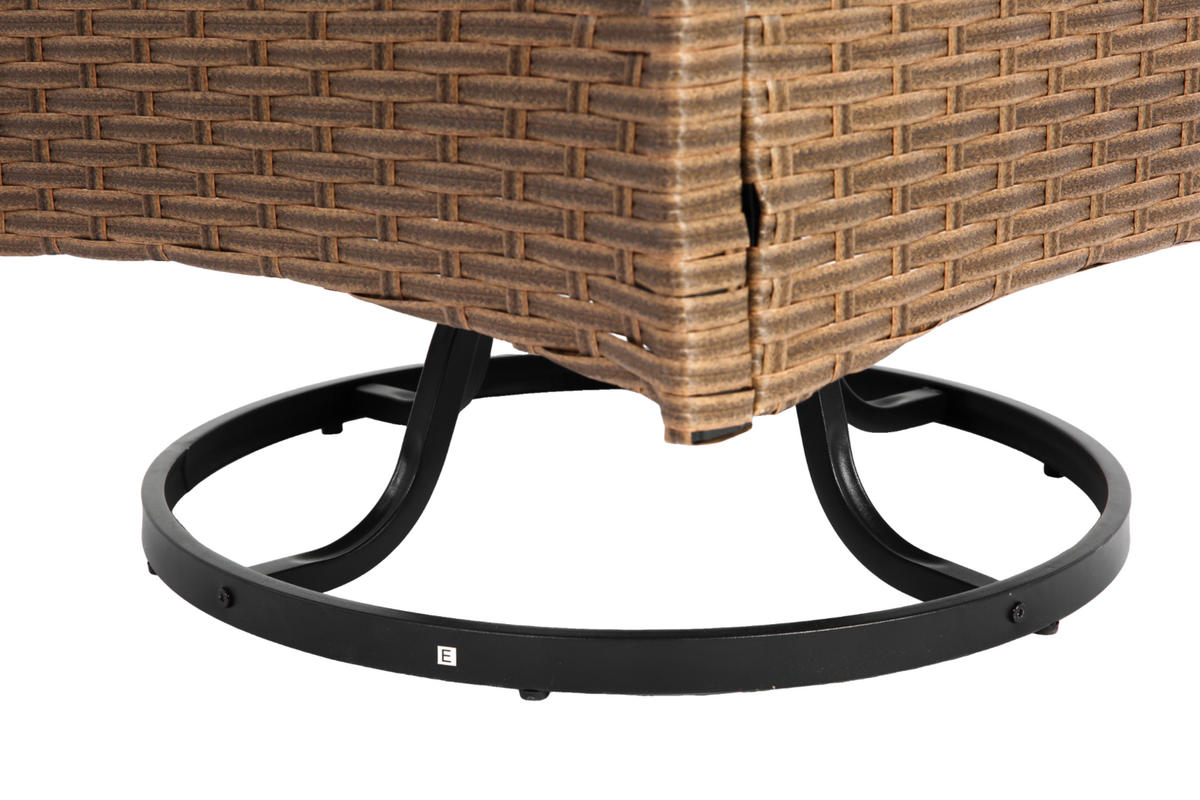 GARTENMÖBEL 64x58x82cm grau aus Stahl und PE-Rattan, mit Drehfunktion - Grau, Metall - Modfu