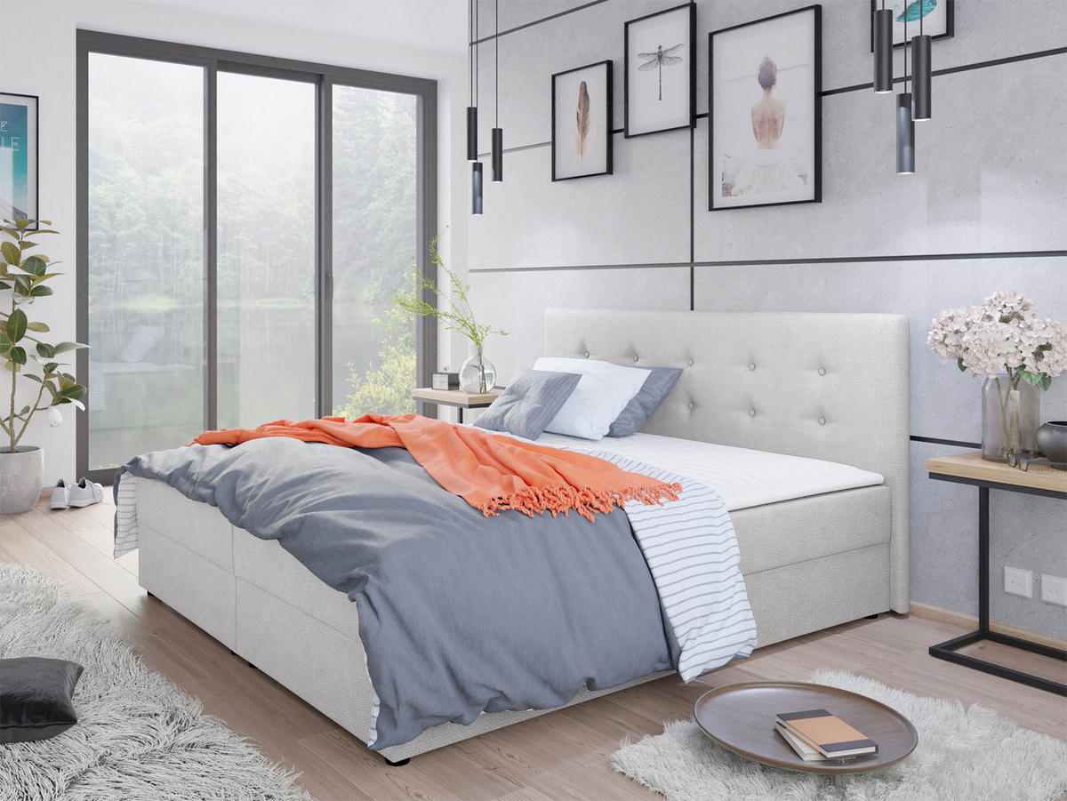 BOXBETT Fado I - Creme/Schwarz, Holz/Kunststoff (160/200cm) - MIRJAN24