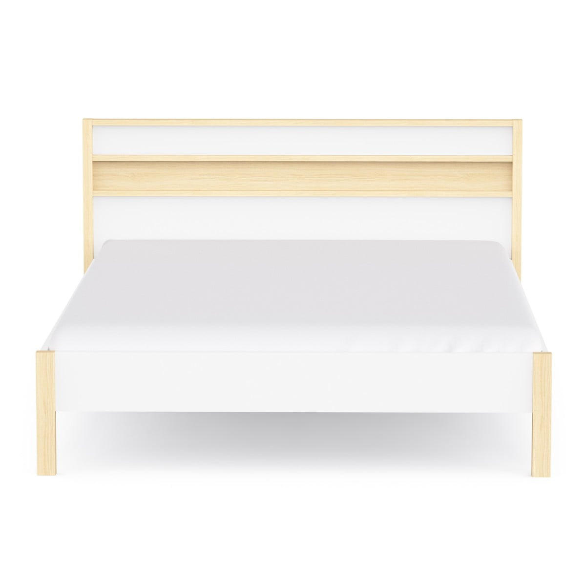 BETT in Weiß und Eiche Dekor 171,9/207,3/95 cm - Weiß, Holzwerkstoff (200/160cm) - Calicosy