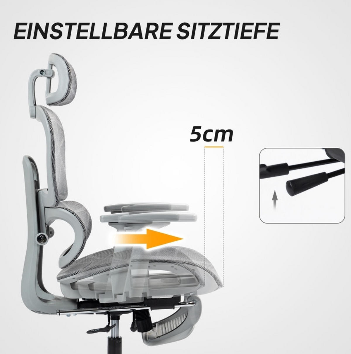 DREHSTUHL 66/64/114-122 cm, ergonomisch verstellbar, neigbar bis 135°, Grau - Grau, Kunststoff (64/122/66cm) - Redom