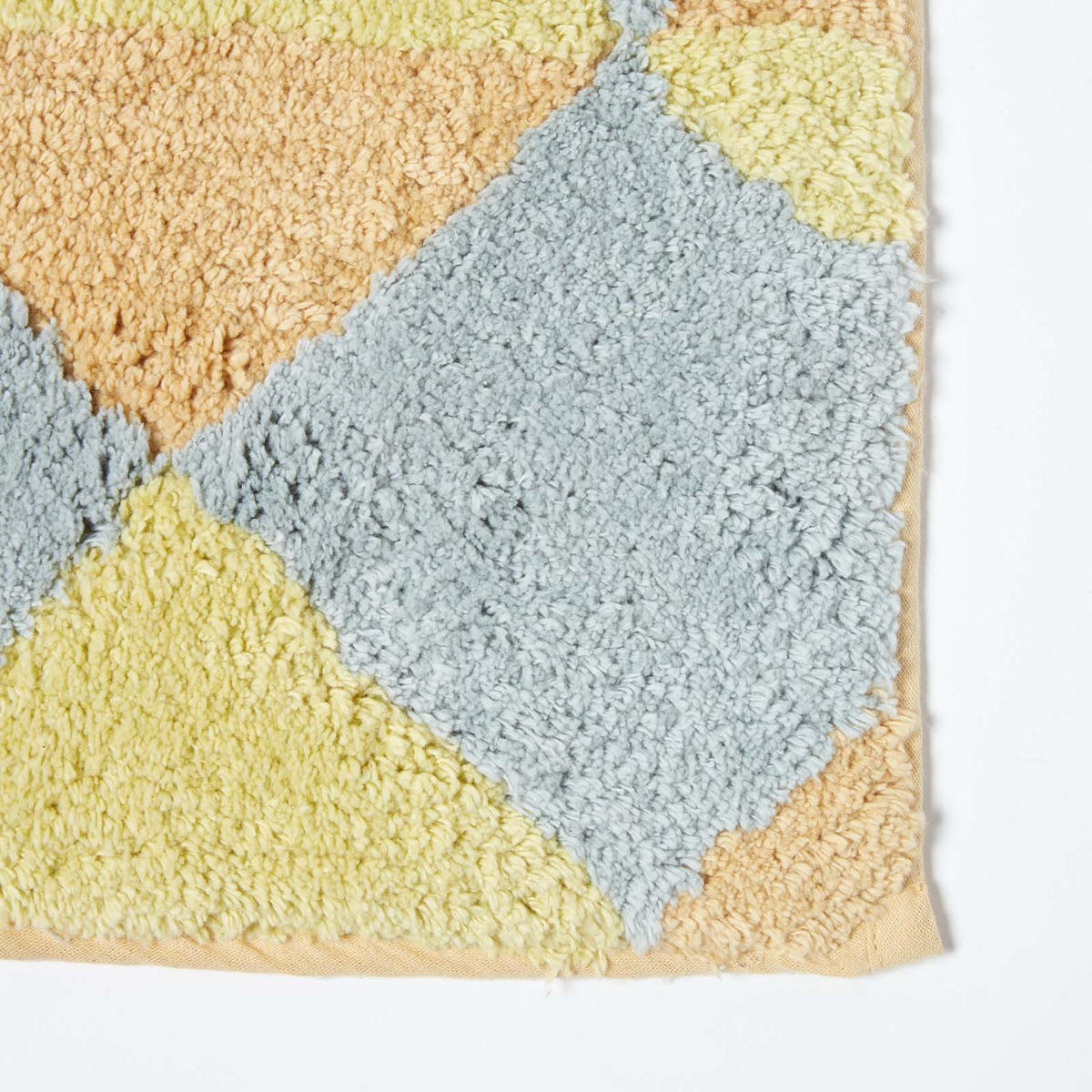 BADEMATTE 50/80 cm Rautenmuster, Baumwolle - Gelb, Textil (50/80cm) - Homescapes