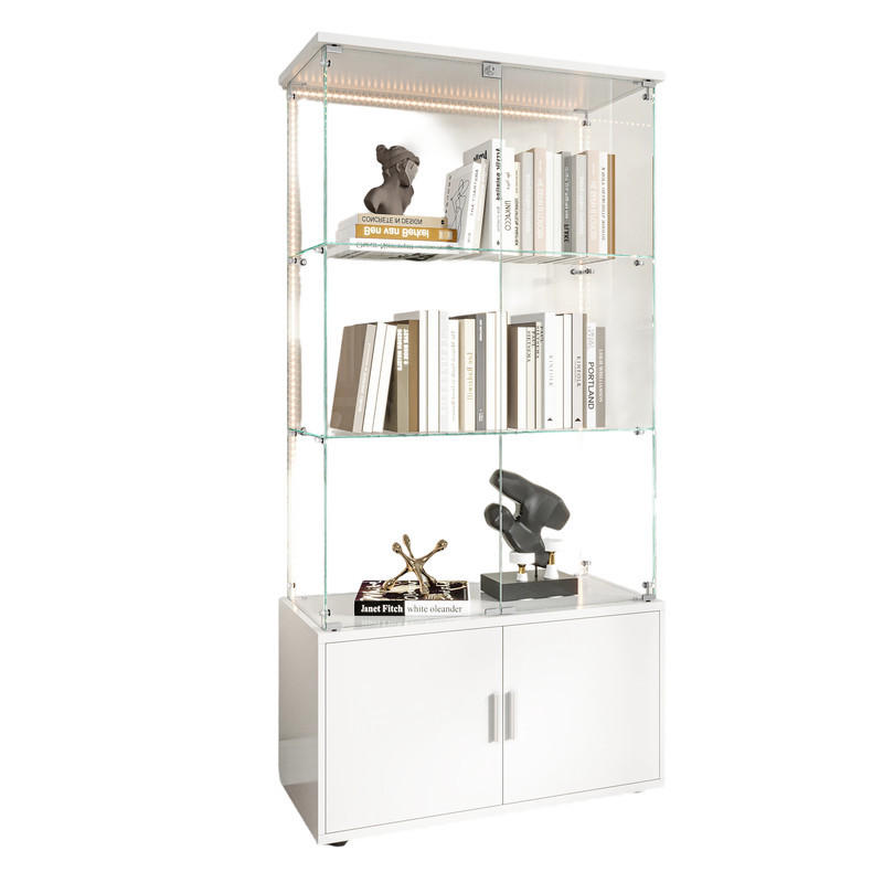 GLASVITRINE Weiß LED 78x35x164 cm - Weiß, Glas (35/164/78.51cm) - SHOPENTRA