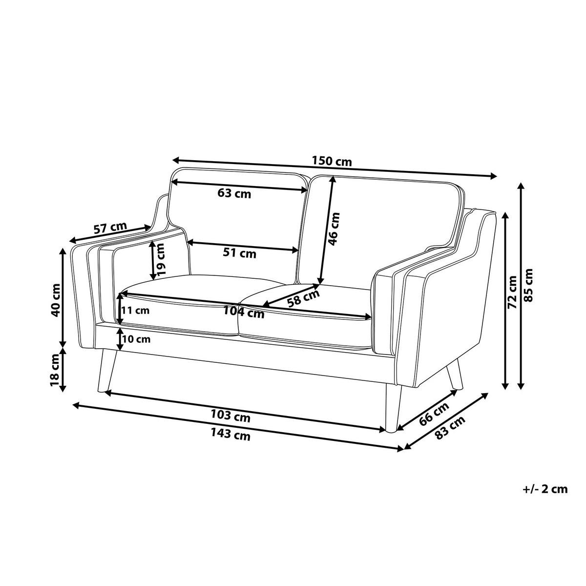 2-SITZER-SOFA Samtstoff Schwarz Lokka - Schwarz, Textil (150/85/83cm) - Beliani