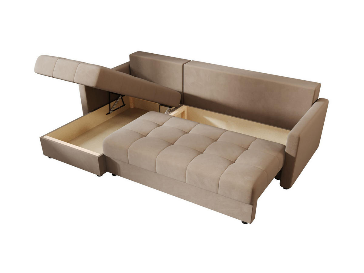 ECKSOFA MOS L BIS Itaka 48 Links mit Schlaffunktion - Braun, Textil (220/143cm) - Bedante