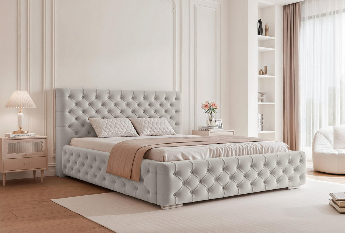 POLSTERBETT CALLIA 180x200 cm, Grau - Grau, Textil (200/180cm) - Fedve