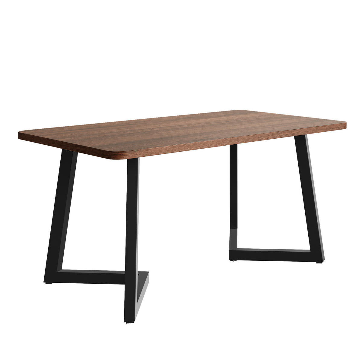 ESSTISCH rechteckig 117x68 cm MDF in Walnut/Black - Schwarz, Metall (117/68/75cm) - Meubliv