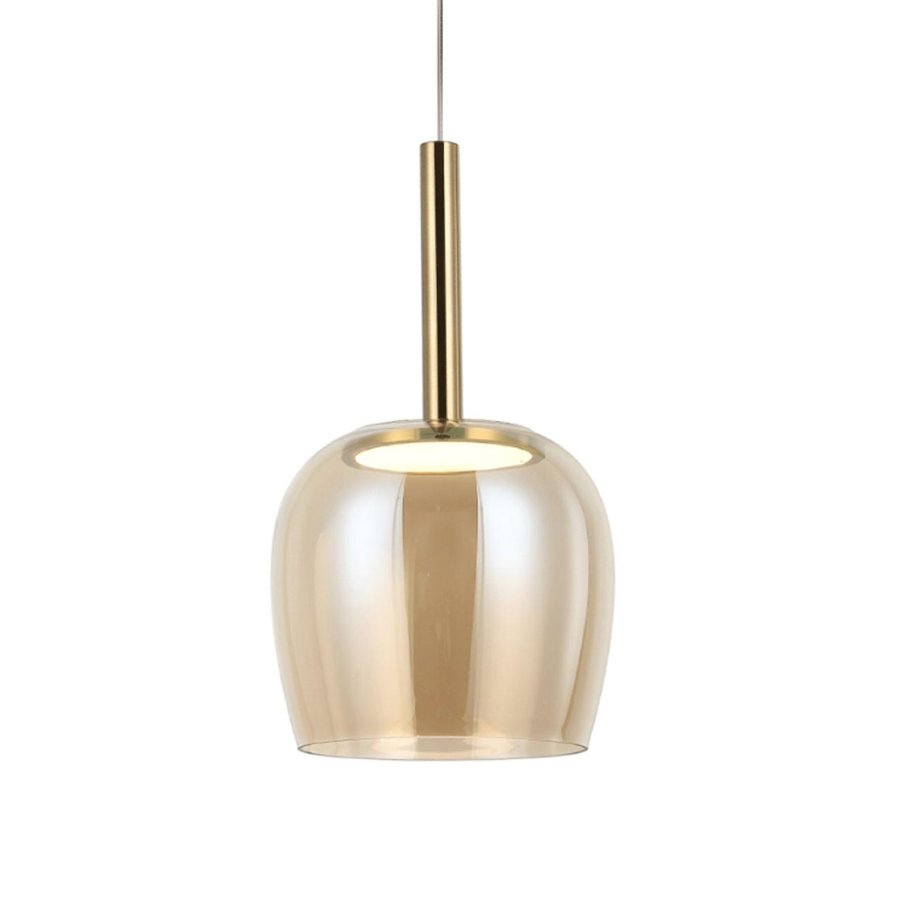 HÄNGELEUCHTE Eriska, Bernstein und Messing, 24cm - Goldfarben, Glas (24/25/24cm) - KOSILUM