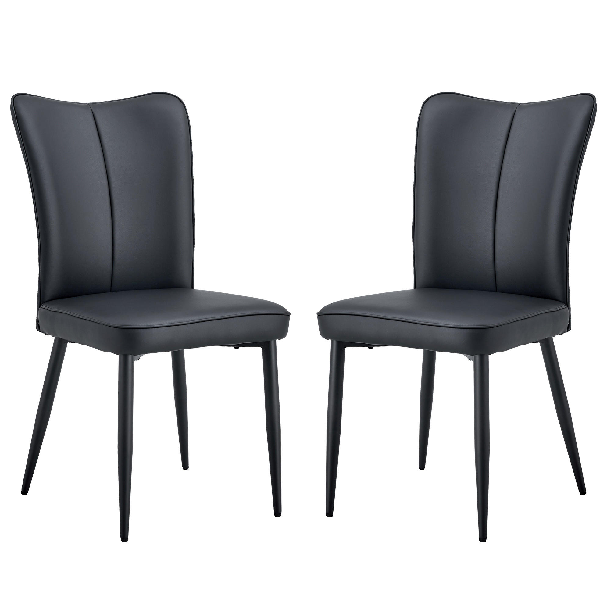 ESSZIMMERSTUHL 2er-Set PU-Leder Schwarz Metall - Schwarz, Metall (44/89/45cm) - Meubliv