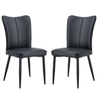 ESSZIMMERSTUHL 2er-Set PU-Leder Schwarz Metall - Schwarz, Metall (44/89/45cm) - Meubliv