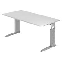 SCHREIBTISCH Serie-U 80/160/74 cm in Weiß/Silberfarbengrau - Silberfarben/Weiß, Holzwerkstoff (80/160/74cm) - bümö