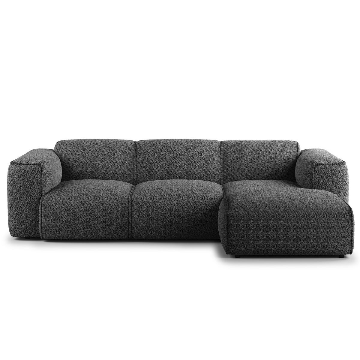 3-SITZER ECKSOFA mit Longchair - Anthrazit/Schwarz, Kunststoff/Textil (251/173cm) - home24