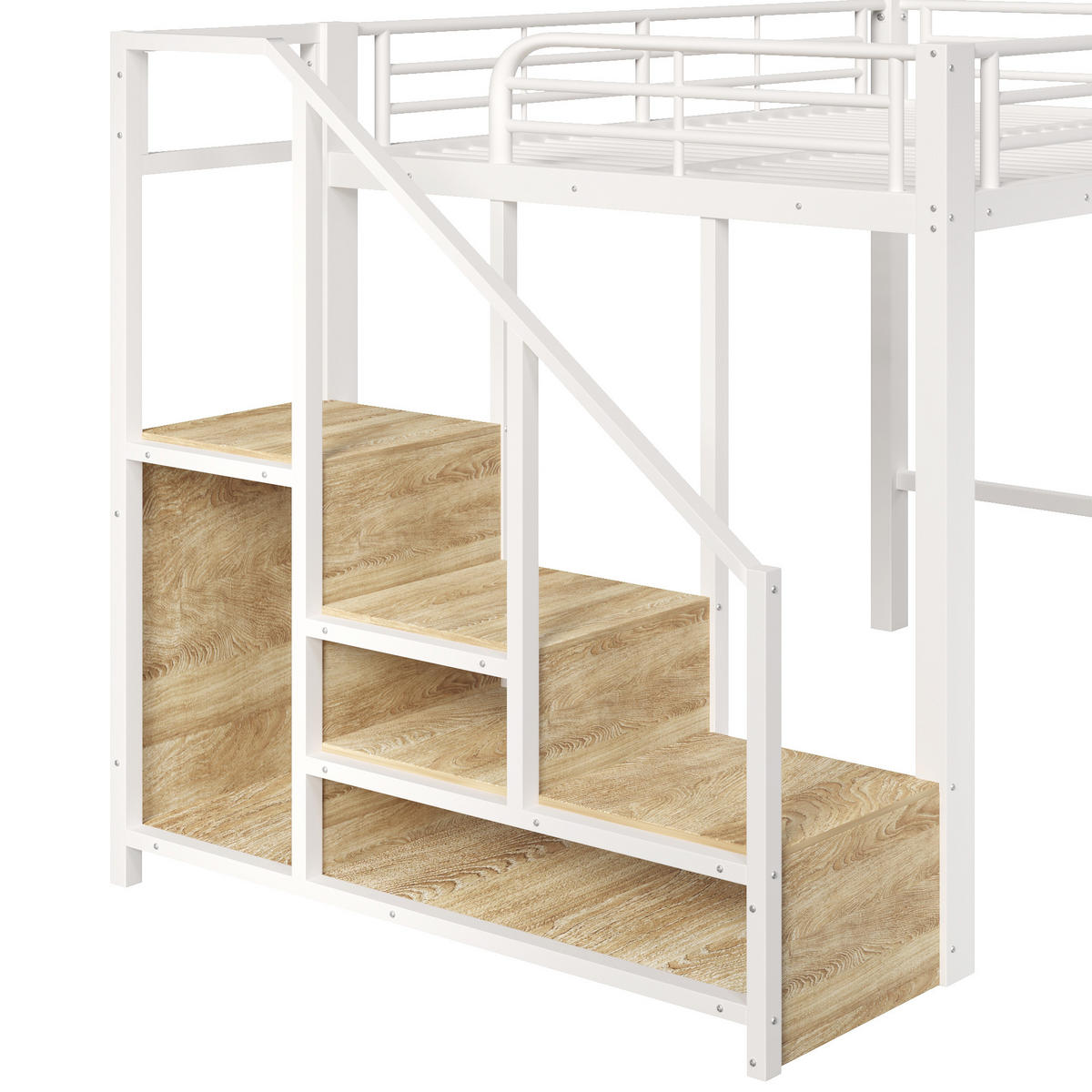 HOCHBETT 140/200 cm DE-05001, mit Schubladen und Kleiderstange in Weiß - Weiß, Holzwerkstoff/Metall (140/200cm) - ComfortXL