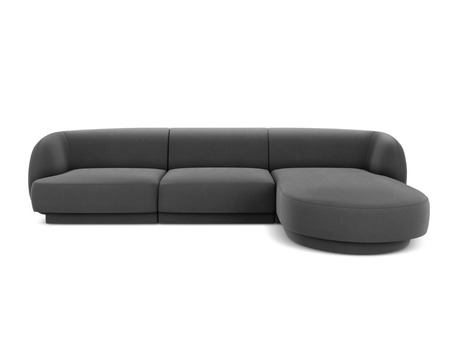 ECKSOFA rechts Miley aus Samt grau 4 Sitzplätze - Grau, Textil (156/255cm) - Micadoni