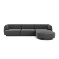 ECKSOFA rechts Miley aus Samt grau 4 Sitzplätze - Grau, Textil (156/255cm) - Micadoni