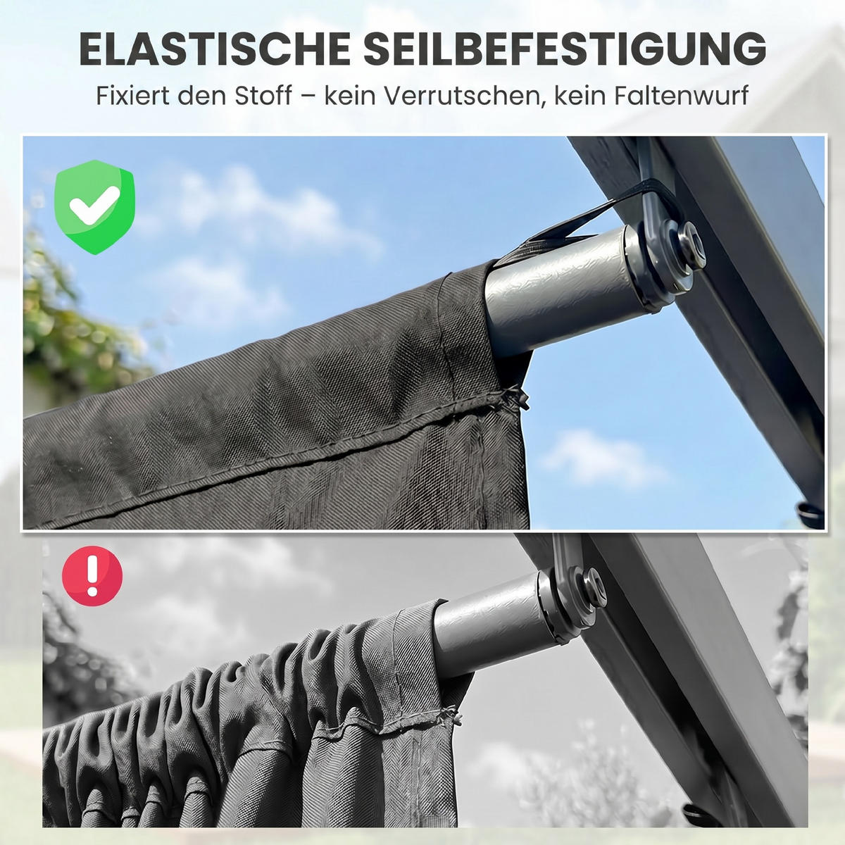 NÁHRADNÍ STŘECHA, polyester, tmavě šedá - tmavě šedá, plast (255/6/250cm) - Outsunny