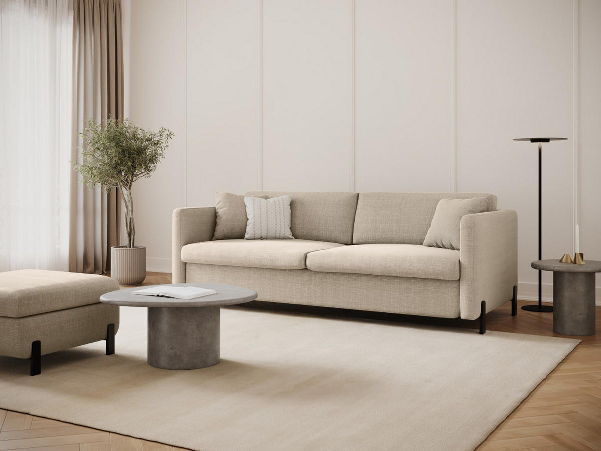 SOFA ausklappbar Gloria aus strukturiertem Stoff beige 3 Sitzplätze - Beige, Textil (102/80/202cm) - Micadoni