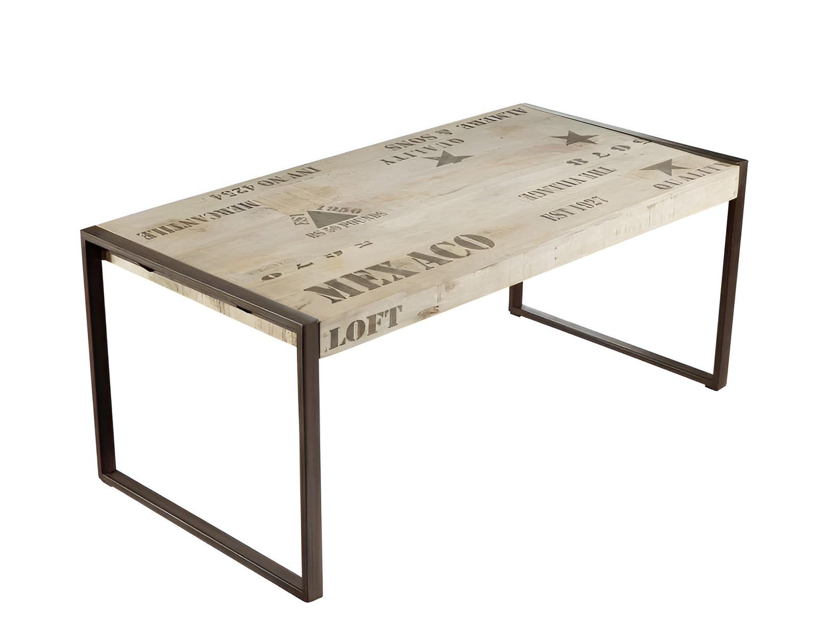 ESSTISCH Mango 140x90x76 natur bedruckt FACTORY #115 - Naturfarben, Holz (140/90/76cm) - Massivmoebel24