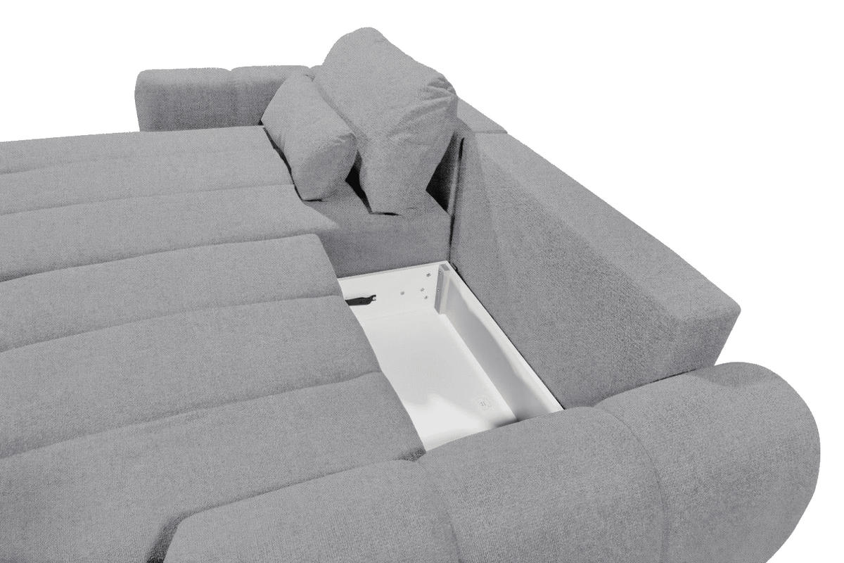 ECKSCHLAFSOFA mit Schlaffunktion und Bettkasten, beidseitig montierbar - Schwarz/Grau, Kunststoff/Textil (260/192cm) - ed exciting design