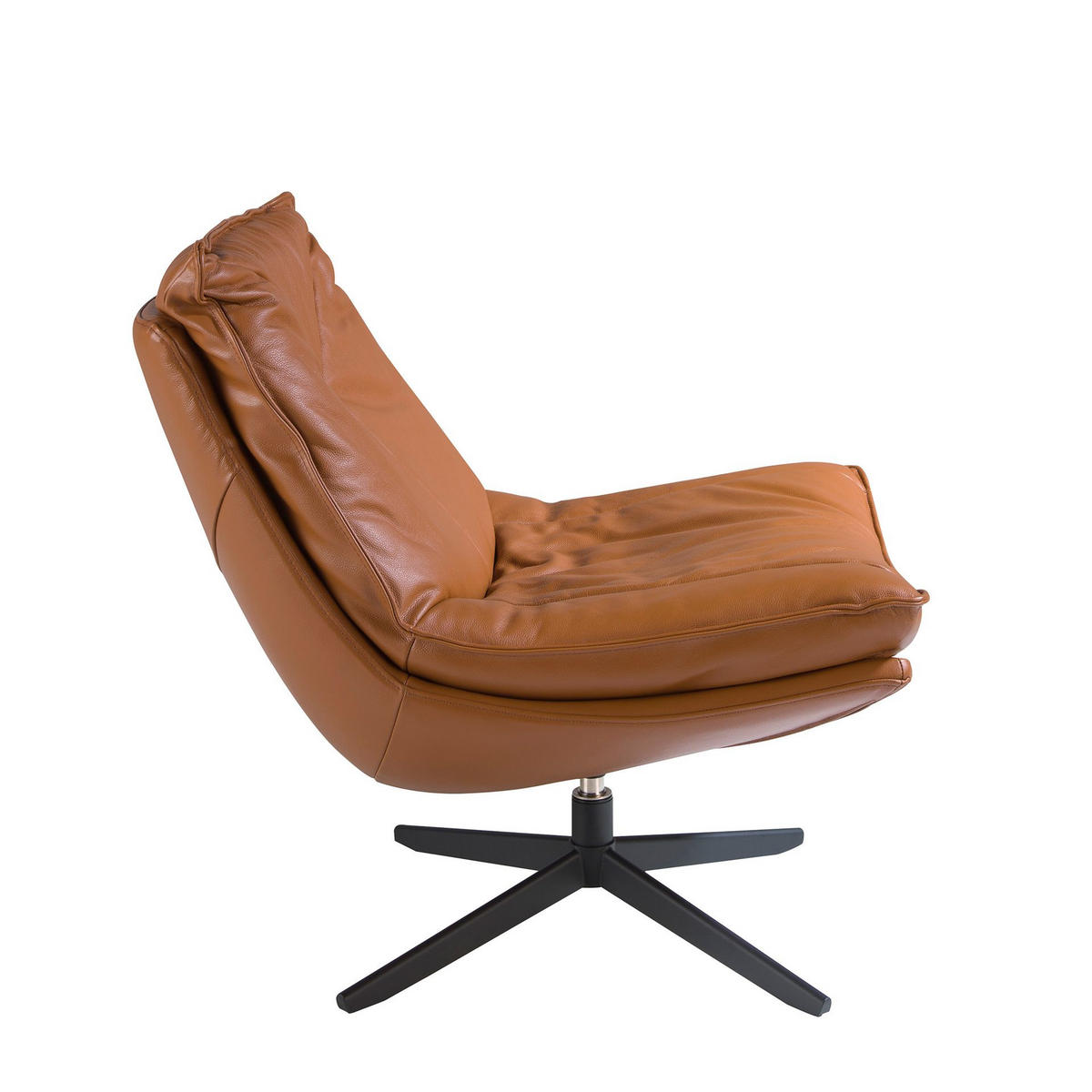 DREHSESSEL aus braunem Leder - Schwarz/Braun, Leder/Metall (75/87/90cm) - ANGEL CERDA