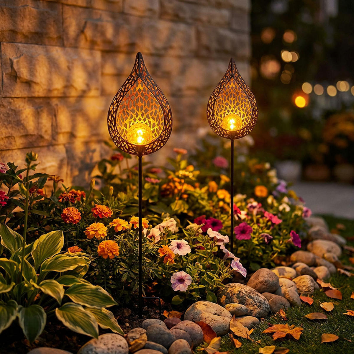 LED AUSSENLEUCHTE Solar Steckleuchte schwarz-gold 3er Set - Multicolor, Glas (16/7/90cm) - Globo Lighting