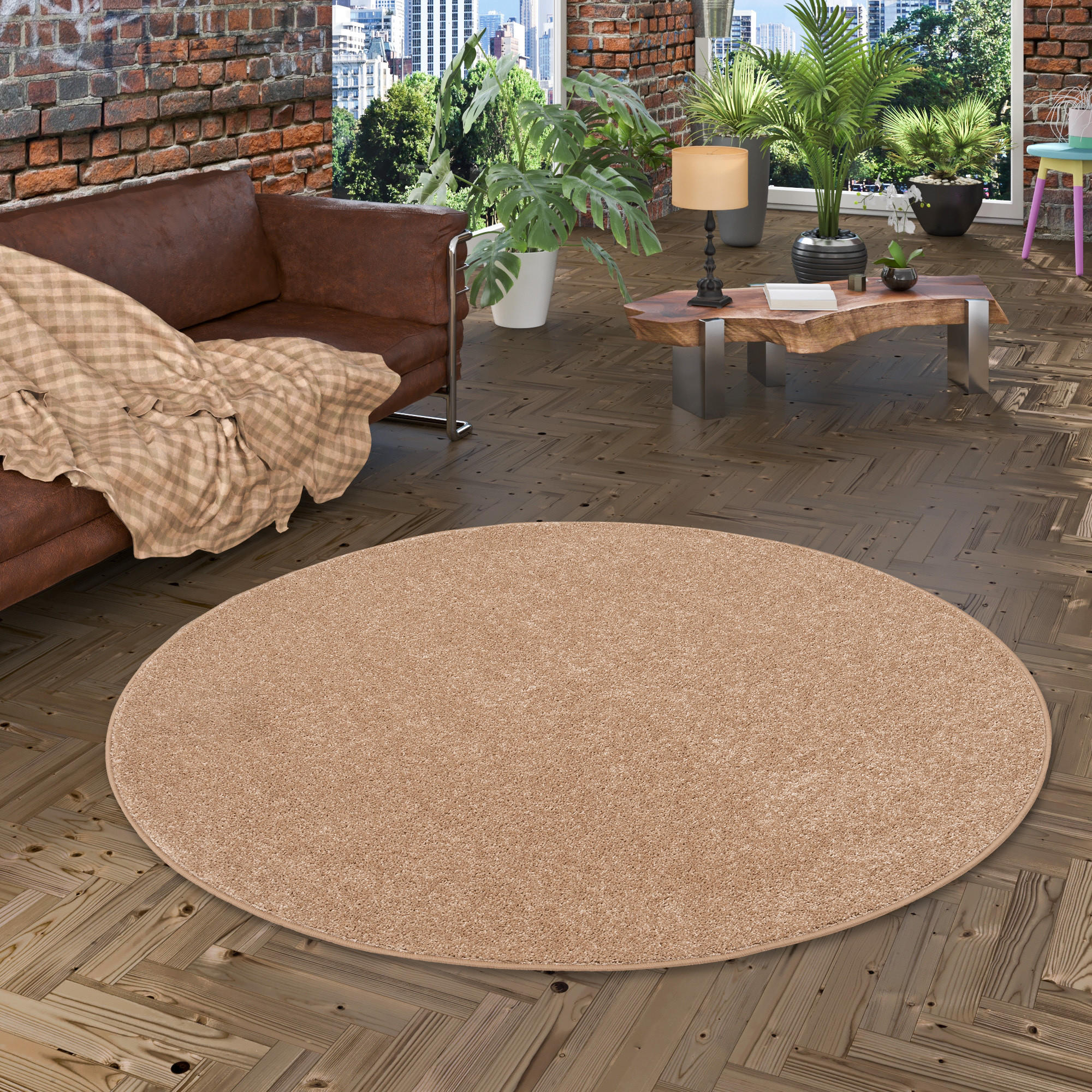HOCHFLOR VELOURS TEPPICH COTTAGE RUND - Naturfarben, Textil (200/200cm) - Snapstyle