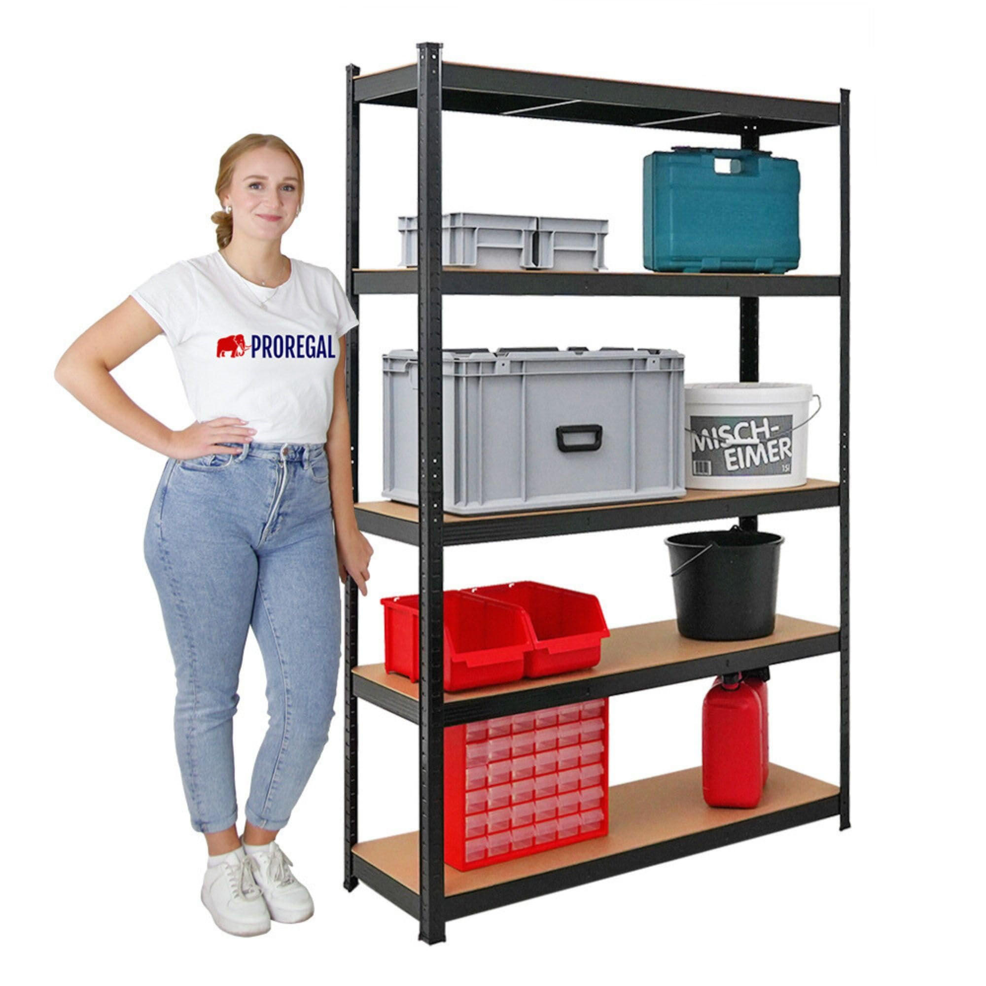 SCHWERLASTREGAL Ragnar 180x120x40 cm Fachlast 175 kg Schwarz - Schwarz, Metall (120/180/40cm) - PROREGAL