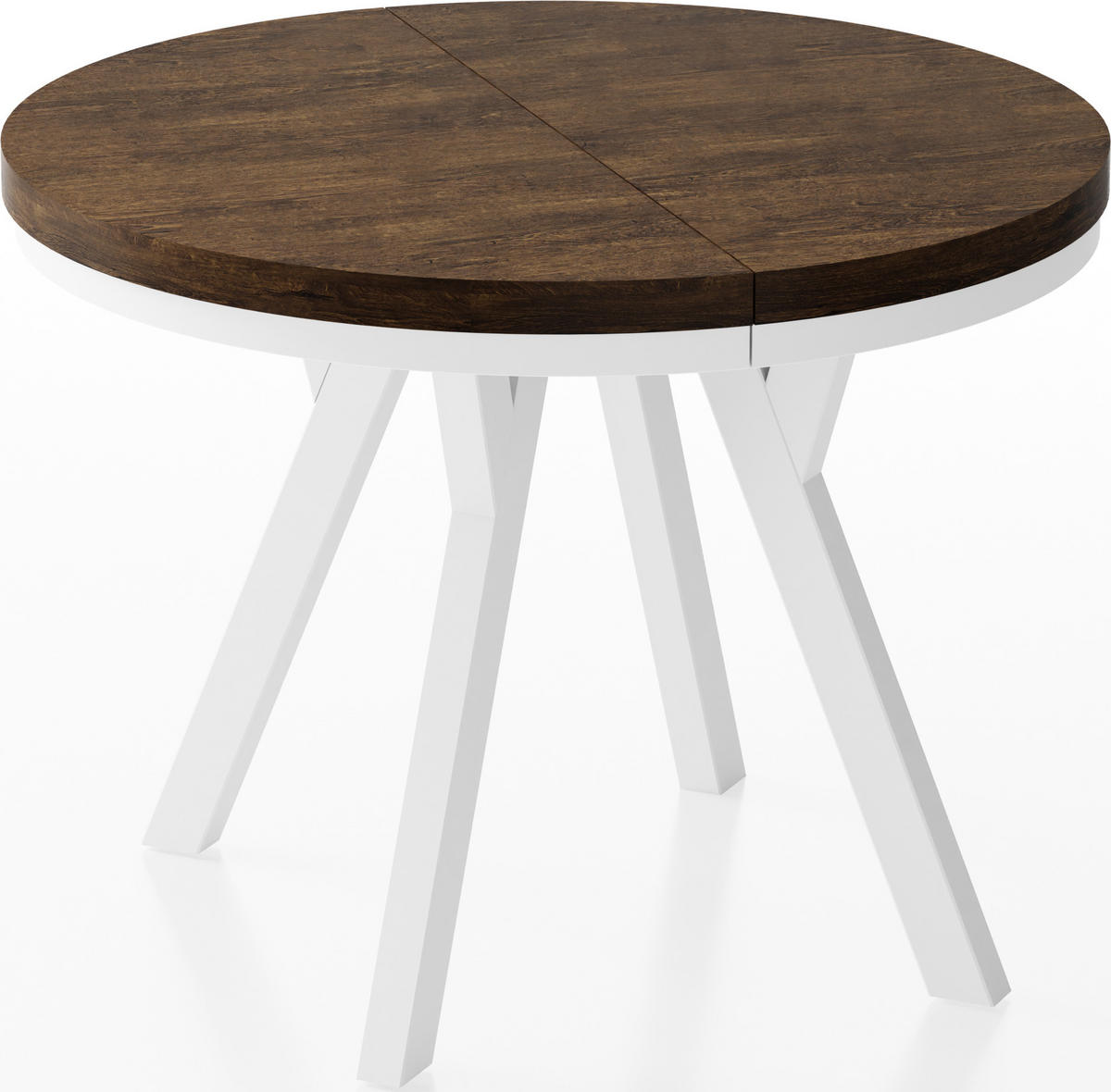 ESSTISCH Lume Weiß runder ausziehbarer, Lefkas Eiche 100-200/100/76 cm - Alteiche/Weiß, Holz/Holzwerkstoff (100/100/76cm) - WFL GROUP