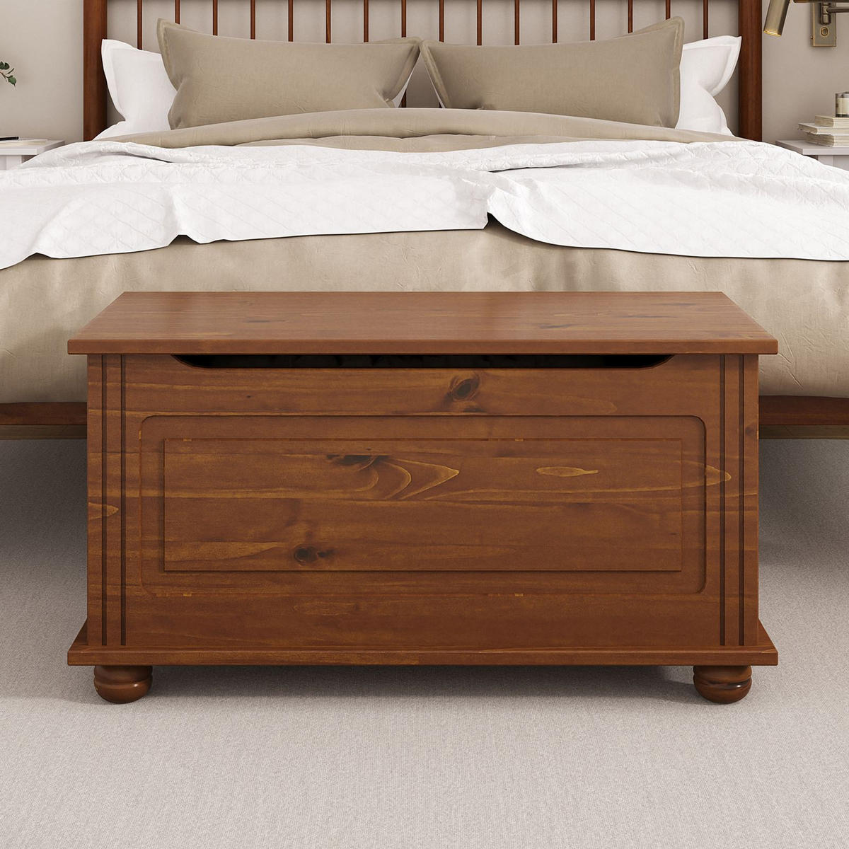 SITZTRUHE BRISTOL Kastanie - Kastanienfarben, Holz (85/45/43cm) - IDIMEX