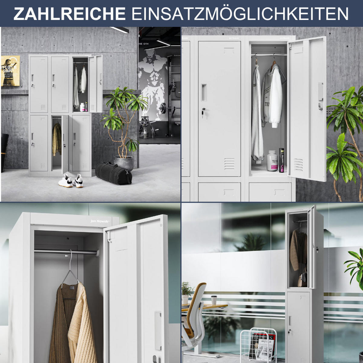 UMKLEIDESCHRANK Spind IGOR 2 Abteile 185x31,7x45cm Grau - Grau, Metall (31.7/185/45cm) - Jan Nowak