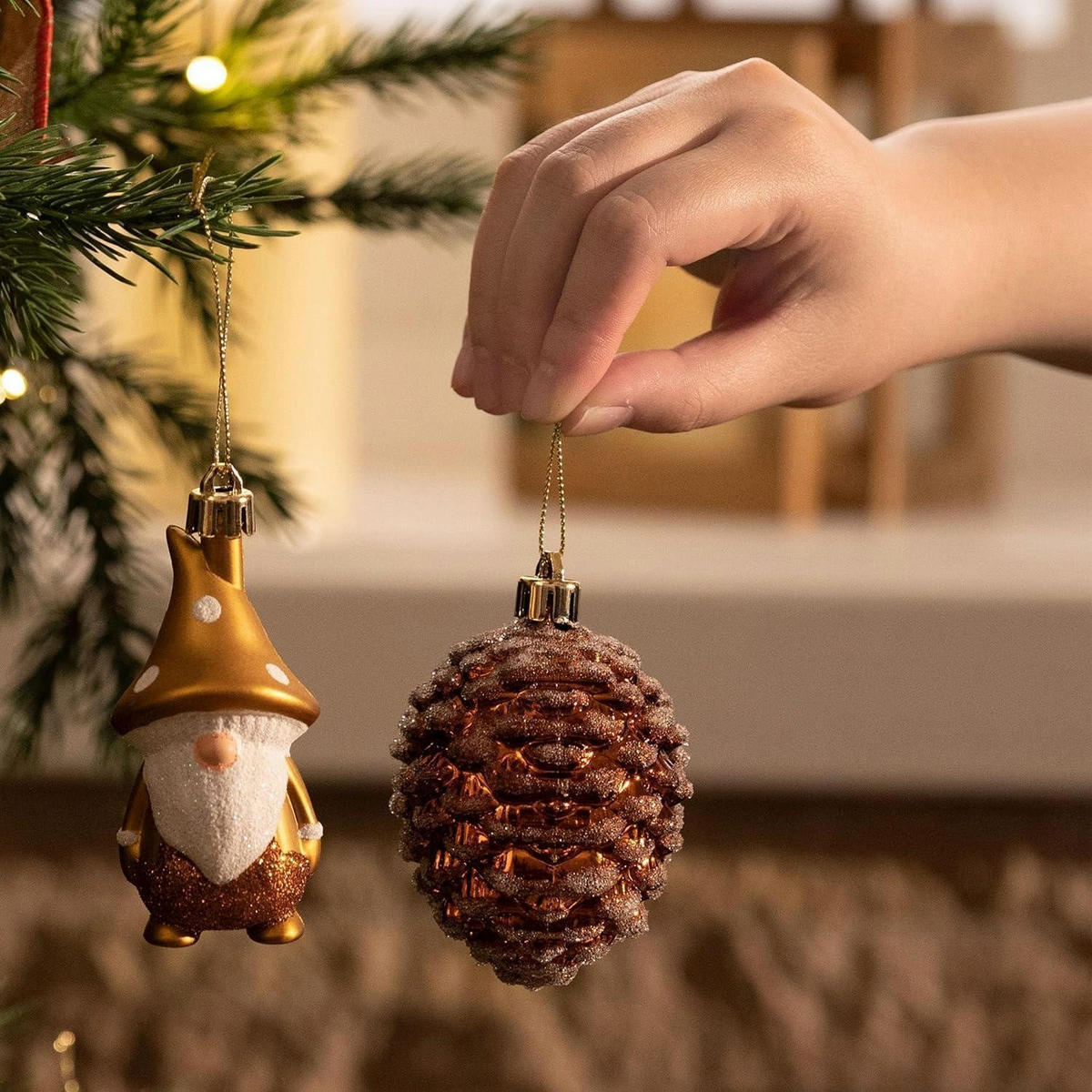 WEIHNACHTSKUGELN Set 40-teilig Bronze Waldland - Multicolor, Kunststoff (9/9/9cm)
