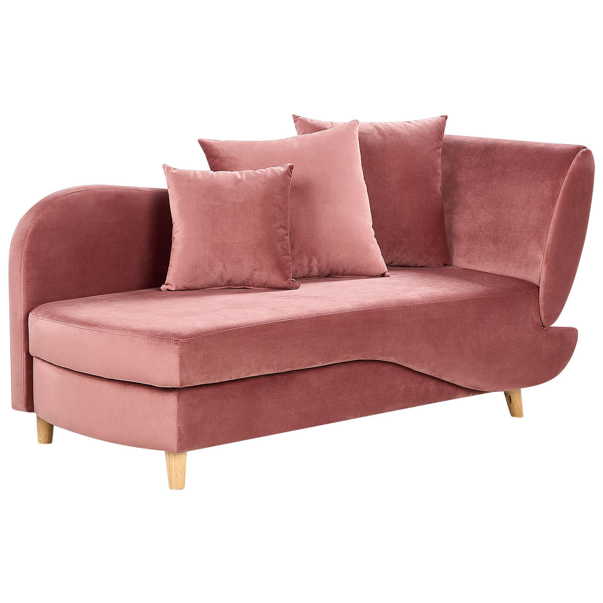 ČALOUNĚNÉ LEHÁTKO CHAISE LONGUE PRAVOSTRANNÉ RŮŽOVÉ Meri - růžová/hnědá, textil (155/76/69cm) - Beliani