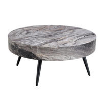 COUCHTISCH 70/70/35,5 cm aus MDF und Metall mit Marmoroptik und verstellbaren Füßen, Schwarz/Grau - Schwarz, Holzwerkstoff (70/70/35.5cm) - Redom