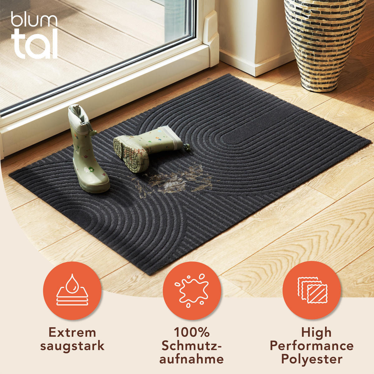 FUSSMATTE 60/90 cm Anthrazit - Anthrazit, Textil (60/90cm) - Blumtal