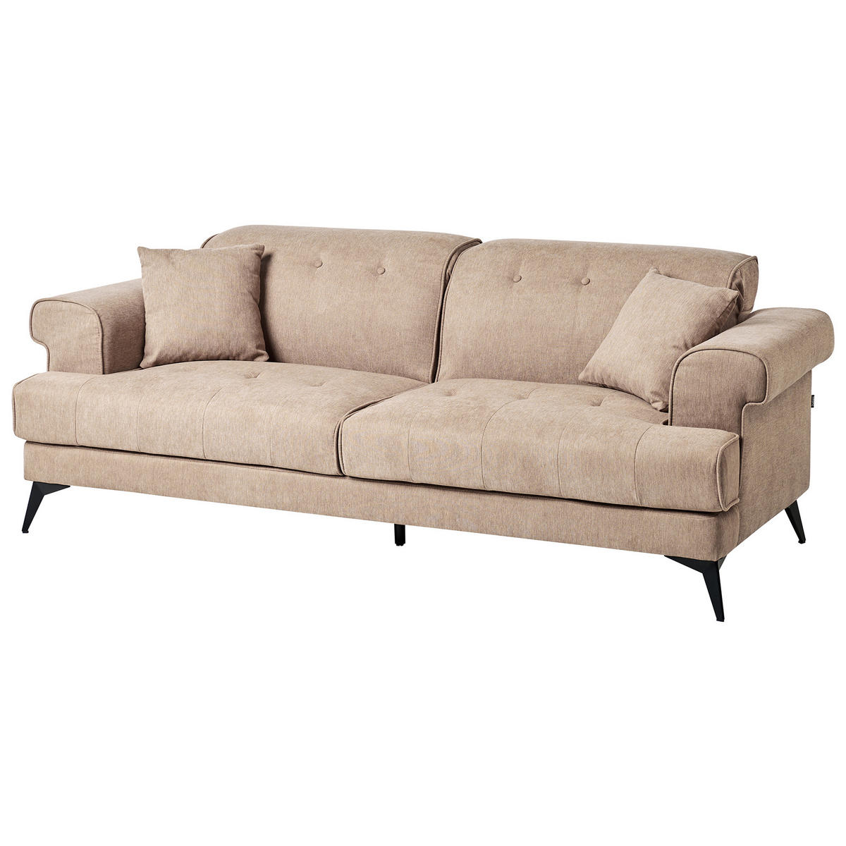 3-SITZER-SOFA Stoff Hellbraun Skive - Hellbraun, Textil (214/88/85cm) - Beliani
