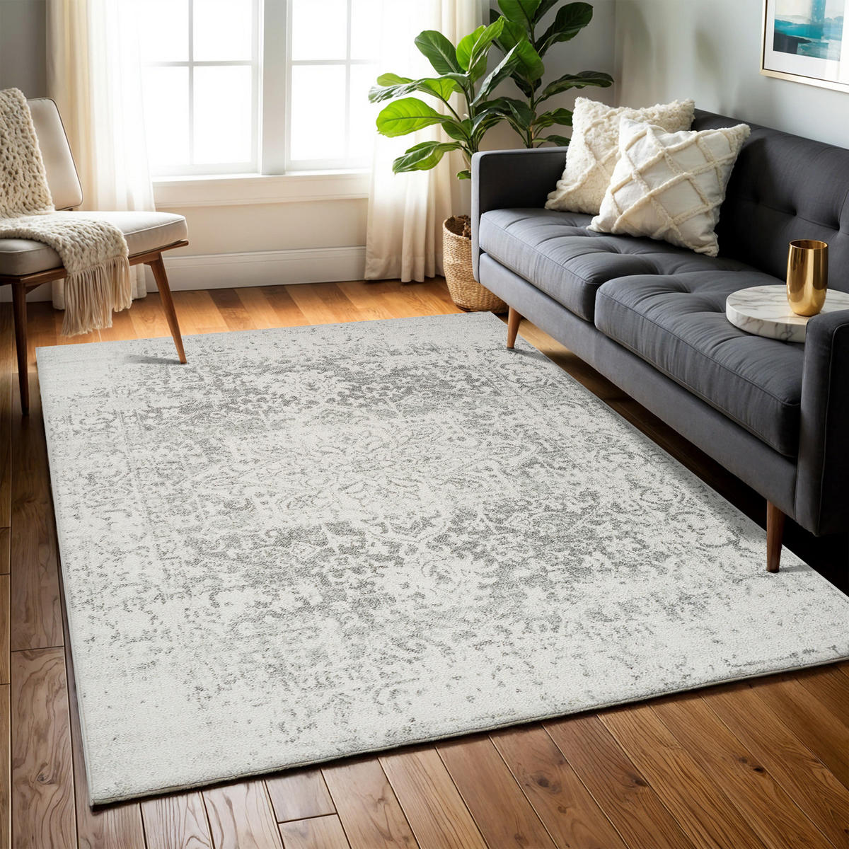 VINTAGE-TEPPICH 120x170 cm Grau - Grau, Naturmaterialien/Textil (120/170cm) - LIVABLISS