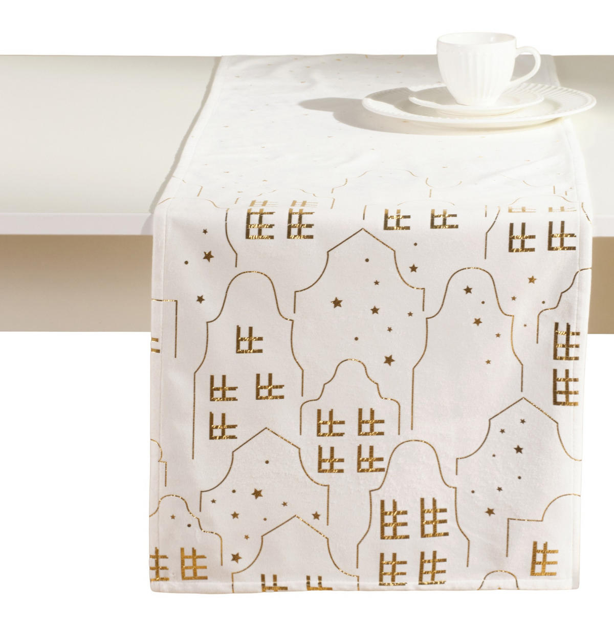 TISCHLÄUFER Tenemis - Weiß, Textil (150/35/1cm) - home&you