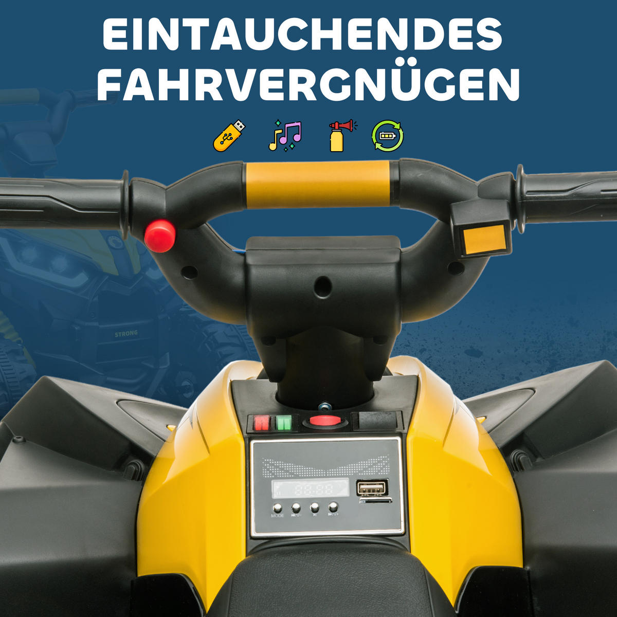 ELEKTRO-Quad - Gelb, Metall (83/53/55.5cm) - HOMCOM