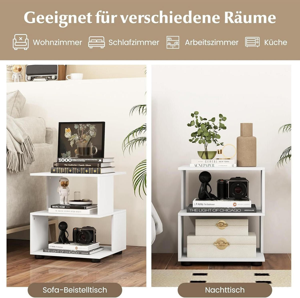 BEISTELLTISCH 45cm Weiß - Weiß, Holz (40/40/45cm) - COSTWAY