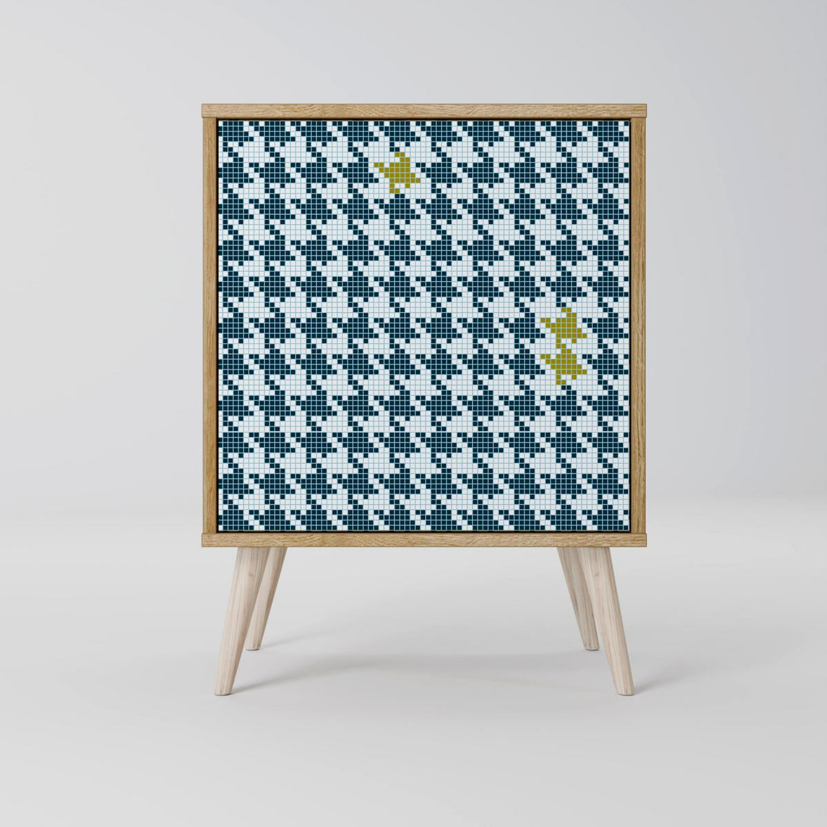SIDEBOARD OUT OF CONTEXT, Grau, 57,5x42x72,5 cm, Schwarze Metallfüße - Multicolor/Schwarz, Holzwerkstoff/Metall (57.5/72.5/42cm) - SpaceRebels