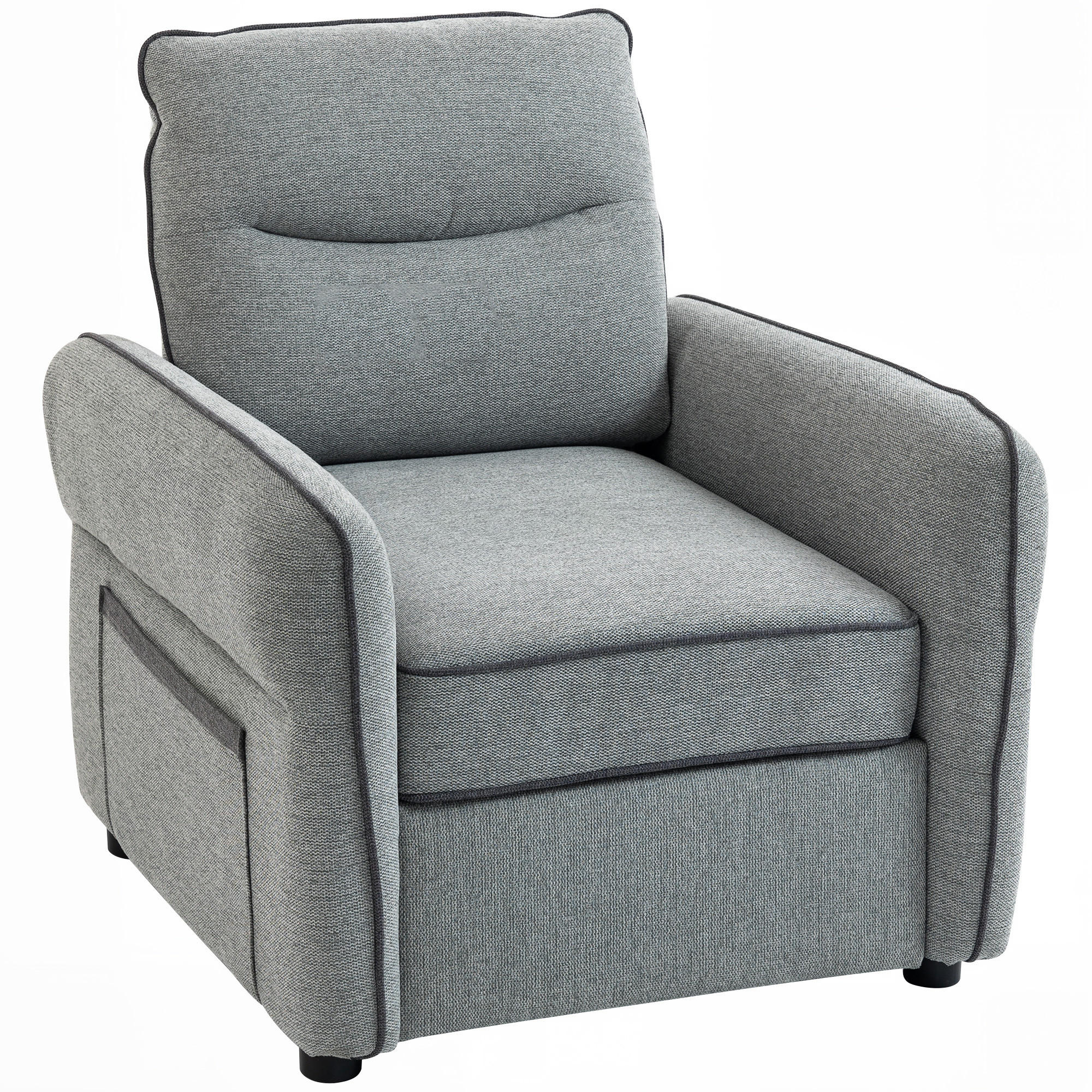 SESSEL DE-13491 1-Sitzer mit Seitentasche, ägyptischer Samt Grau - Grau, Textil (80/90/81cm) - ComfortXL