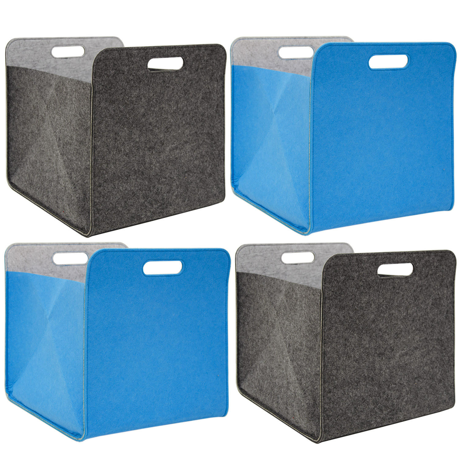 AUFBEWAHRUNGBOX 4er Set 33/38, graublau - Grau/Hellblau, Kunststoff (33/33/38cm) - Dunedesign