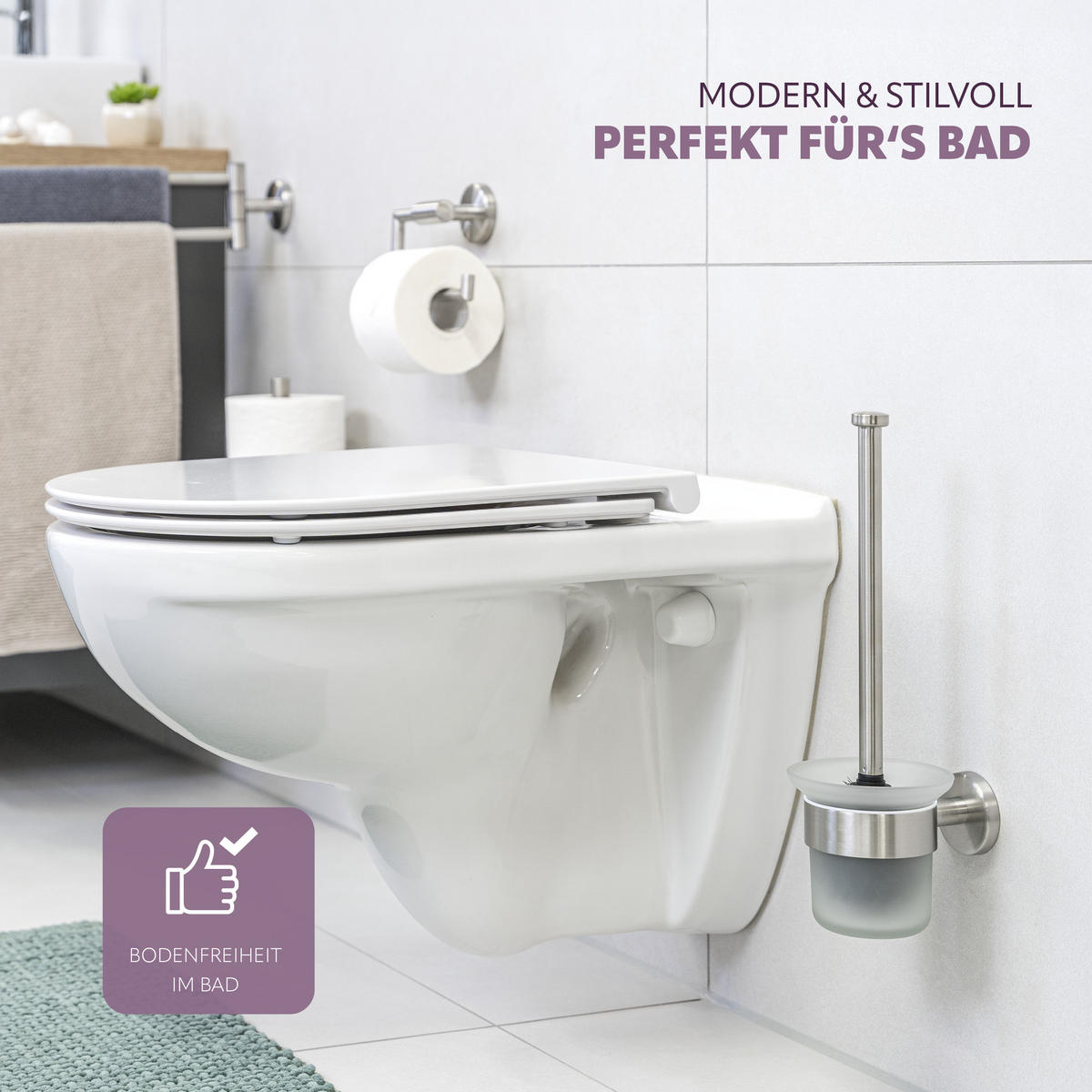 BADEZIMMER-ZUBEHÖR-SET PIAZZA 2tlg., Edelstahl, matt - Silberfarben, Metall (14.5/35/11.5cm) - bremermann