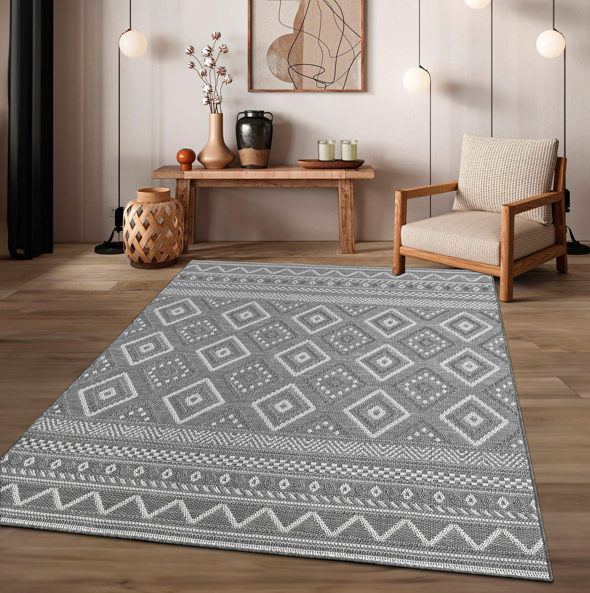 OUTDOORTEPPICH Grau-Hellgrau 120 x 160 cm - Hellgrau, Kunststoff (120/160cm) - TT Home