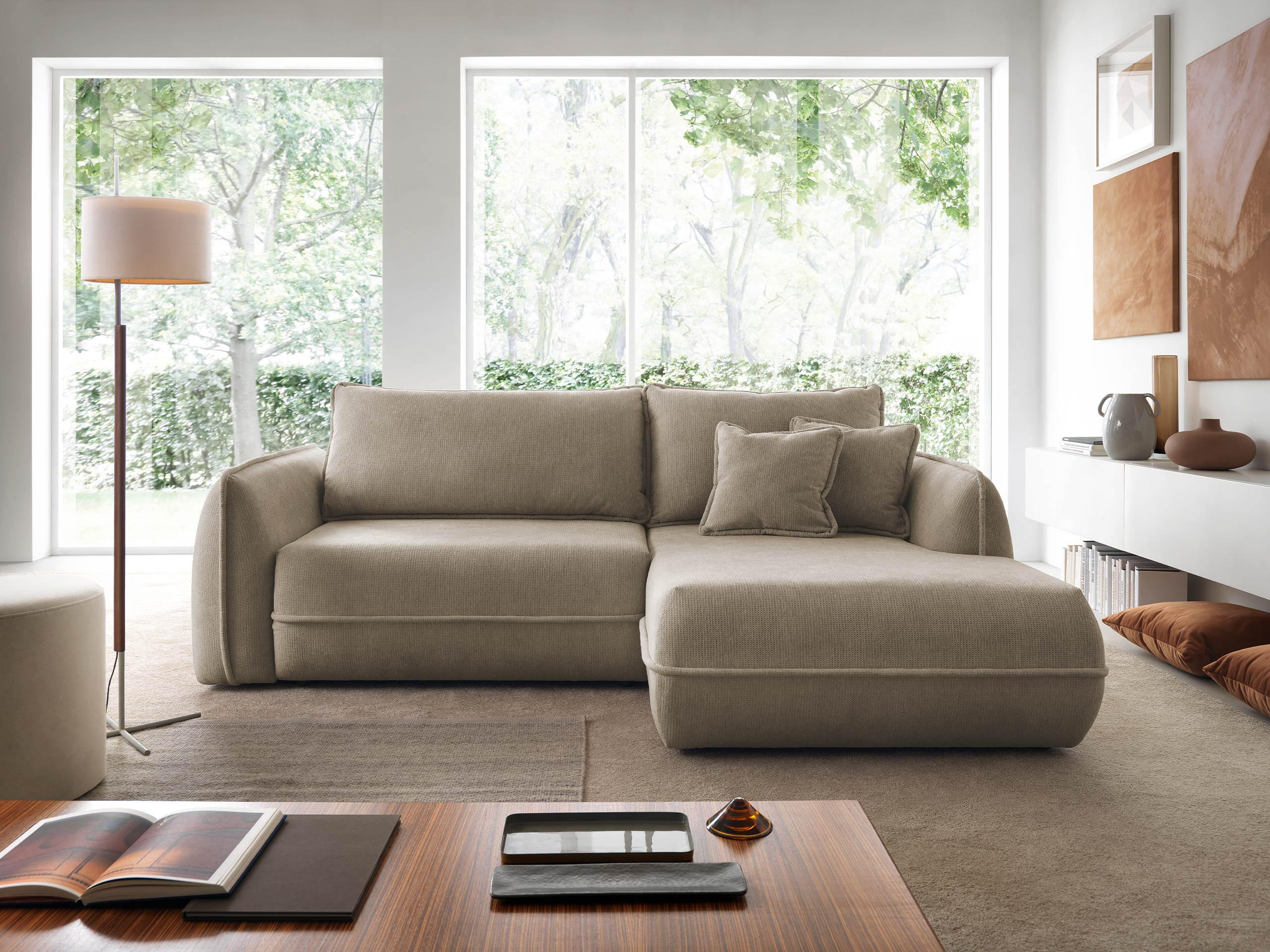 ECKSOFA Moho, Seite: Rechts - Hellbraun/Schwarz, Holz/Kunststoff (254/162cm) - MIRJAN24