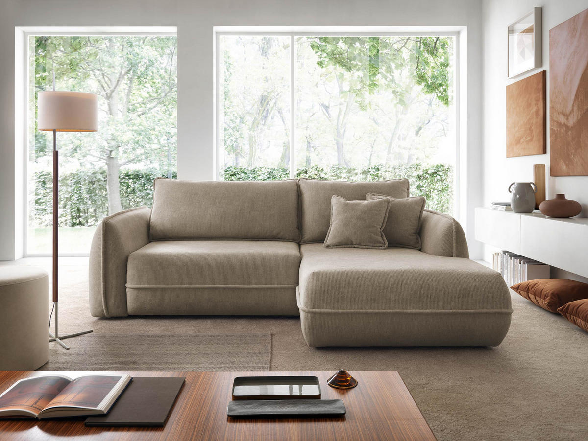 ECKSOFA Moho, Seite: Rechts - Hellbraun/Schwarz, Holz/Kunststoff (254/162cm) - MIRJAN24