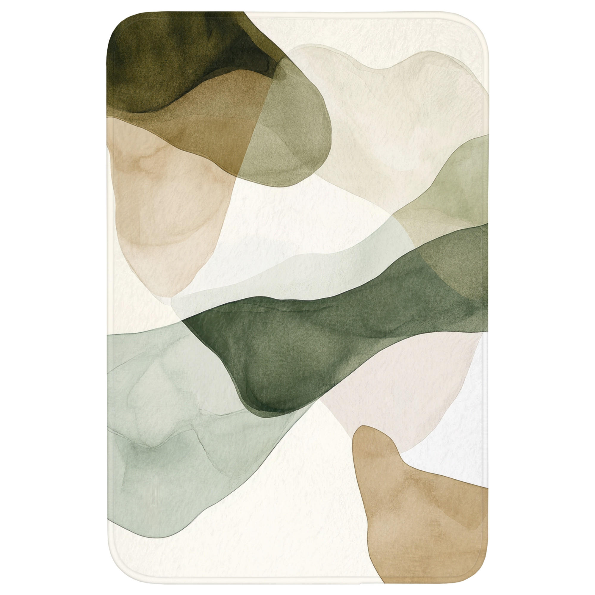 BADEMATTE Japandi - Abstrakt - Grün Rutschfest 60x90 cm - Grün, Kunststoff/Textil (60/90cm) - OnlyWow