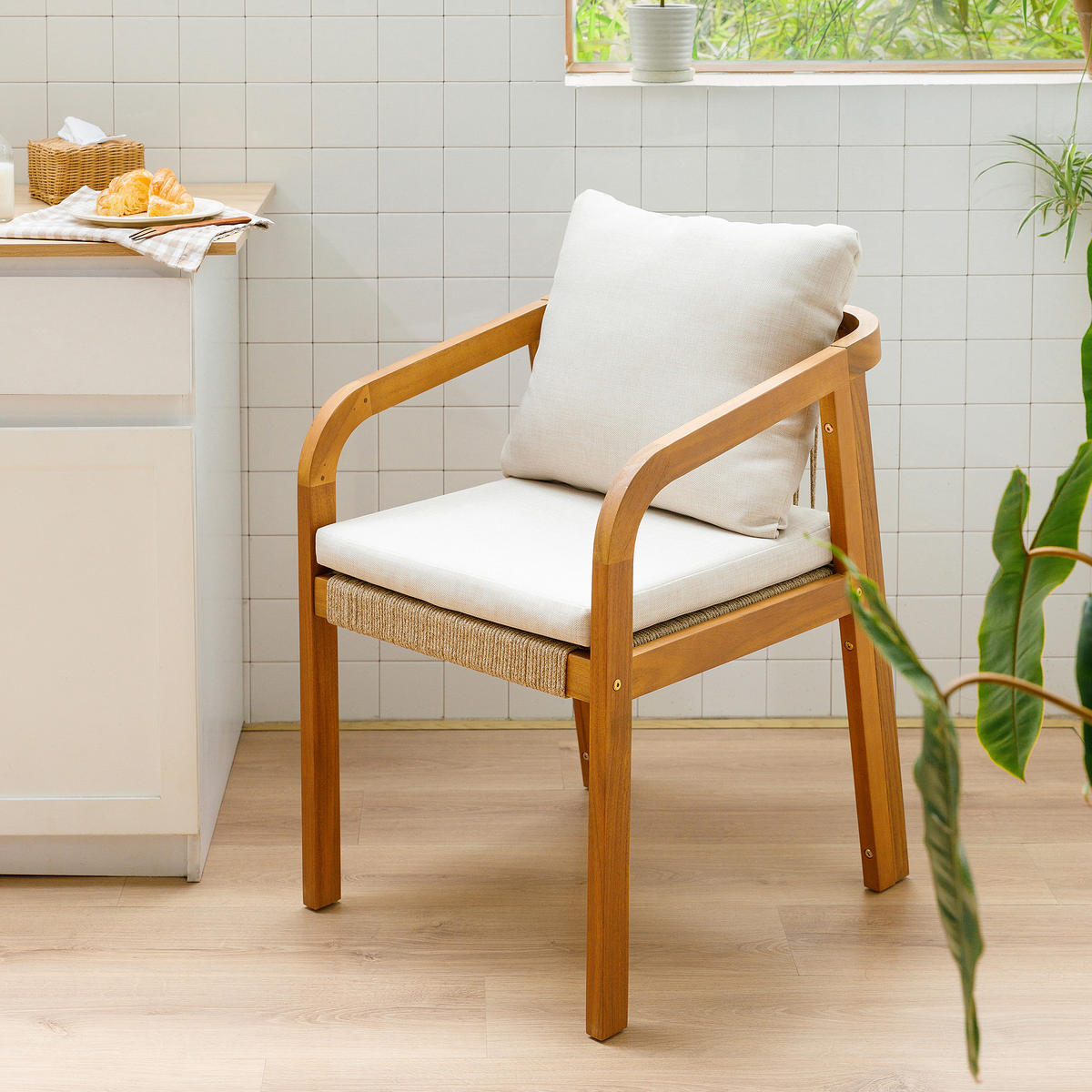 STUHL 2er-Set Massivholz Beige - Beige, Holz (51/88/61cm) - Nordlys